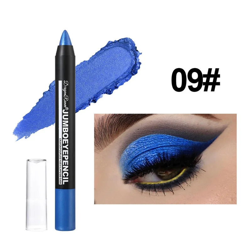 12-Color Waterproof Eyeshadow Pencil – Long-Lasting Pigment Blue Purple Black Eye Shadow Stick