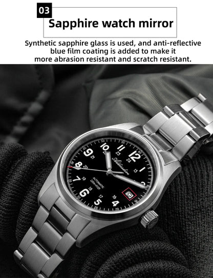 ADDIESDIVE AD2070 Men’s Automatic Mechanical Watch – Sapphire Crystal, 20Bar Waterproof, Super Luminous Stainless Steel