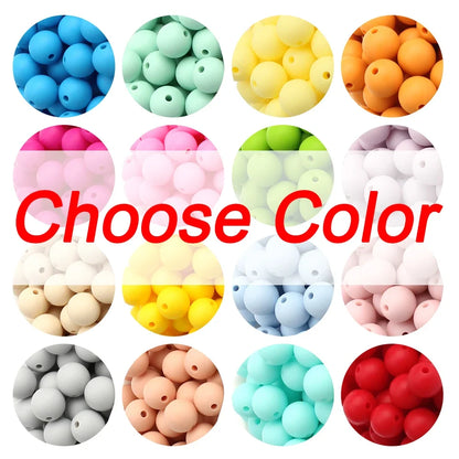 15mm Silicone Beads Set - Colorful Loose Beads for DIY Keychains, Jewelry & Beaded Pen Crafts