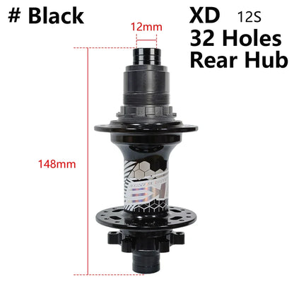 BOOST MTB Bicycle Hub - 148x12mm Aluminium Bike Hub 6 Pawls 120 Click HG XD Micro Spline 32H 8-12 Speed