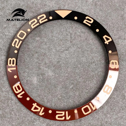 MATELION 38mm Ceramic Bezel Insert — Alloy Watch Ring for 40mm NH35/NH34 GMT Diving Watches