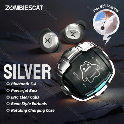 ZOMBIES CAT Bluetooth 5.4 Sports Earbuds – Mini Invisible In-Ear TWS Wireless Headphones with Clear Call & Sport Lanyard