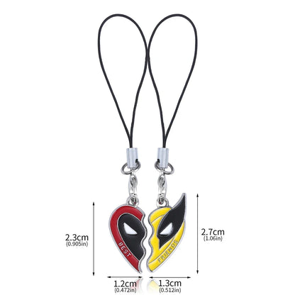 Best Friends Clown Mask Keychain & Bracelet Pendant Combo – Red & Yellow Love Jewelry for Friends