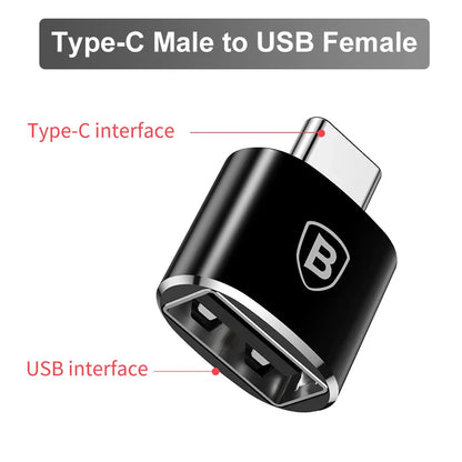 Baseus USB to Type-C OTG Adapter – USB-C Male to Micro USB Female Converter for MacBook, Samsung S20, USBC OTG Connector
