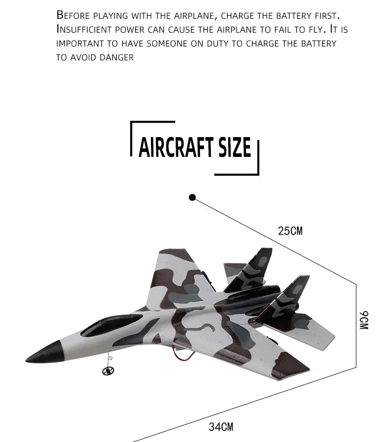 RC SU-35 Foam Fighter Jet – 2.4G Remote Control Glider Airplane Toy for Kids & Boys