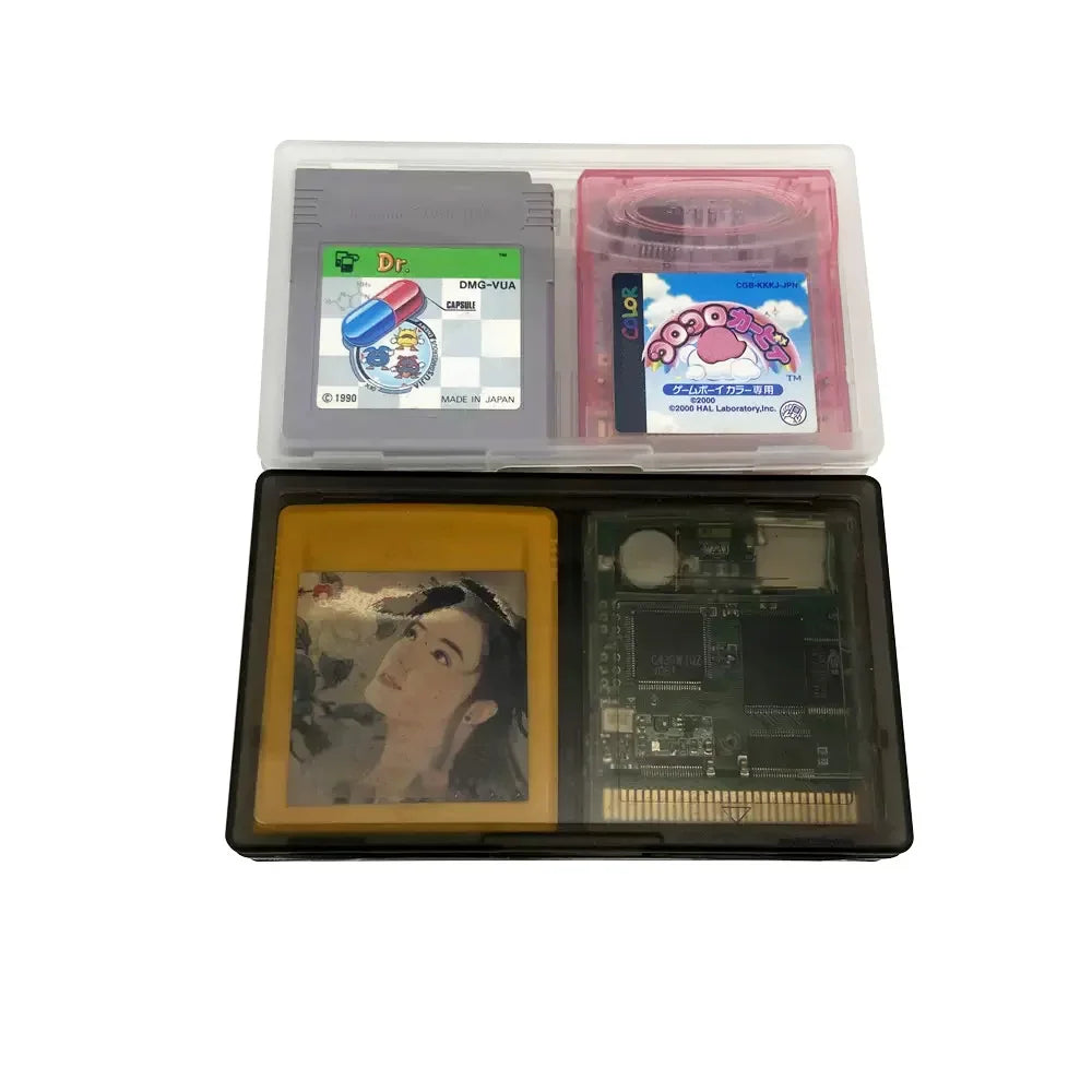4-in-1 Game Card Case — Transparent Plastic Protective Storage Box for Game Boy Color, GBC & GB Game Cards