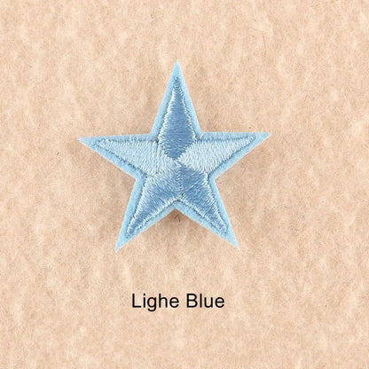 10Pcs Mini Star Embroidery Iron-On Patches – DIY Clothing Appliques Pentagram Stickers for Jackets, Jeans & Bags (Black, White, Gold)
