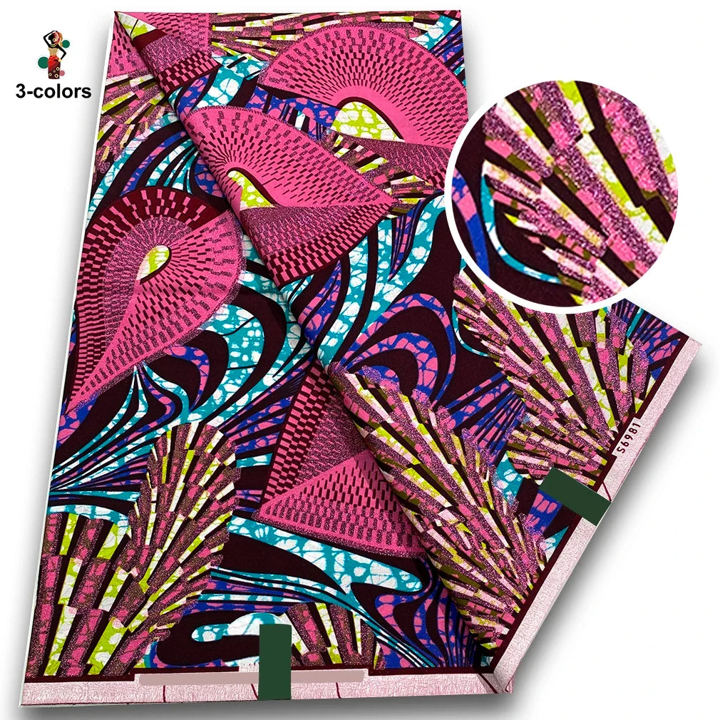 Super Glitter Golden Wax Fabric - Soft Cotton Ankara Batik with Flash Gold Print for Nigerian & African Fashion