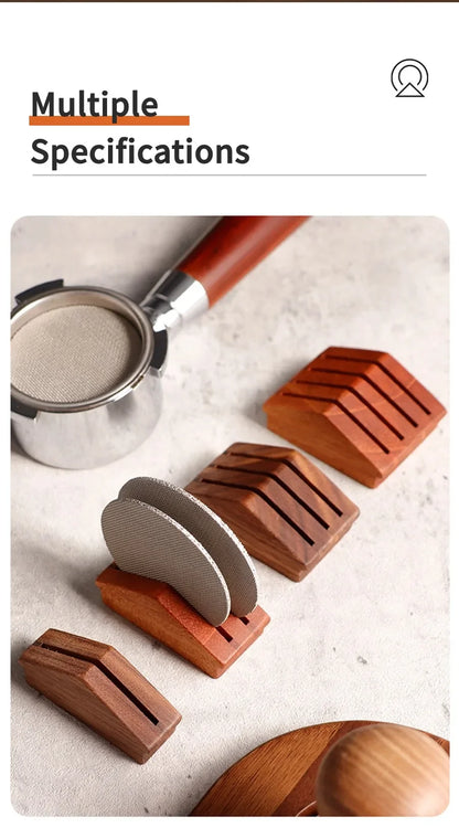 58mm Walnut Coffee Filter Screen Holder – Reusable Mesh Puck Screen for Espresso Machine Barista Use