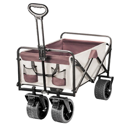 500lbs Heavy Duty Folding Tank Wheels Cart — Large Capacity Outdoor Wagon for Beach, Sand, Trolley & Camping