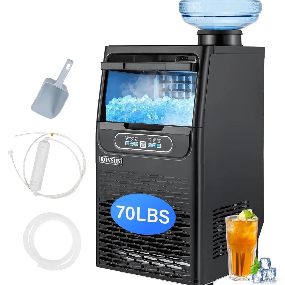 70LB/24H Ice Maker – Dual Water Inlets, Reservation Function, 11LB Storage Bin, Freestanding Ice Machine