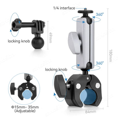 Selfie Stick Monopod Handlebar Mount – Compatible with Insta360 X4/X3/X2, GoPro 8-13 & DJI for Bicycle & Motorcycle