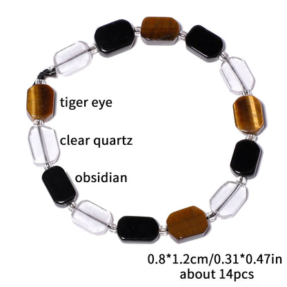 Natural Gemstone Rectangle Beads - 8x12mm Amethyst Citrine Lapis Lazuli Spacer Beads for DIY Jewelry Making & Bracelets