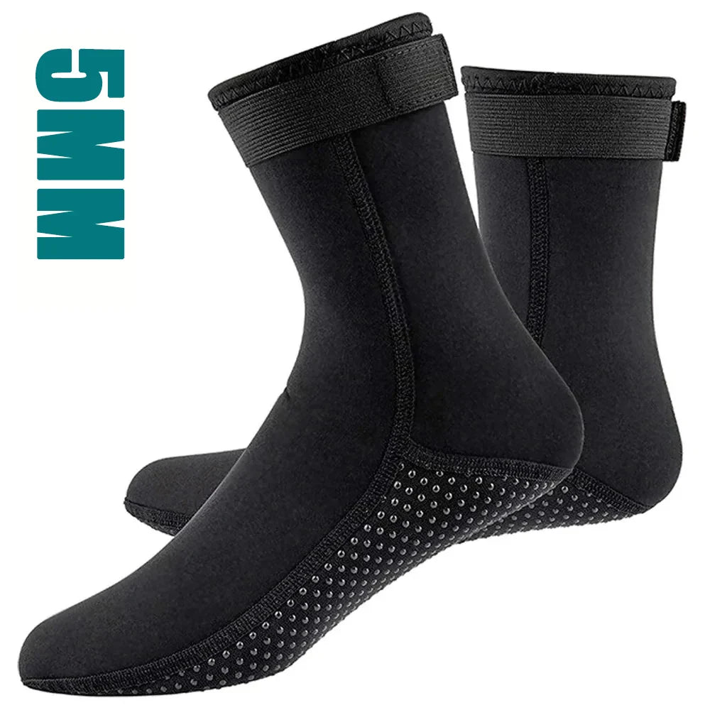 3mm/5mm Neoprene Diving Socks – Non-Slip, Warm Patchwork Wetsuit Shoes for Adults, Surfing, Swimming & Snorkeling Boots