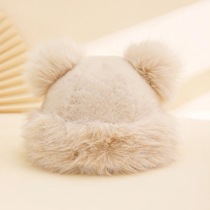 Autumn Winter Plush Big-Eared Wool Hat – Cute Solid Color Warm Ear-Protection Outdoor Beanie