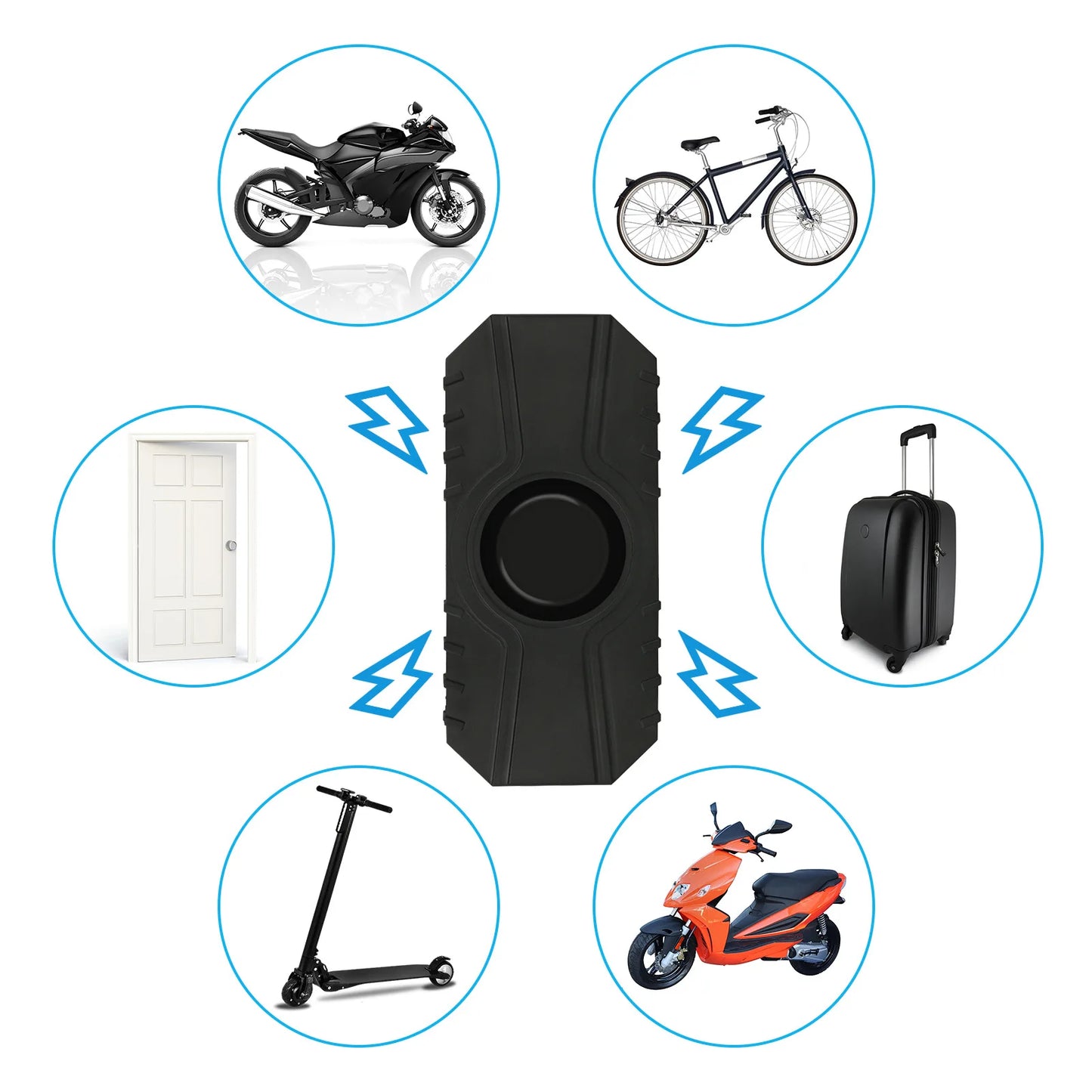Wireless Vibration Alarm for Bicycle, Motorcycle & E-Bike – USB Rechargeable Waterproof Anti-Theft Security System with Remote Control Anti-Lost Sensor
