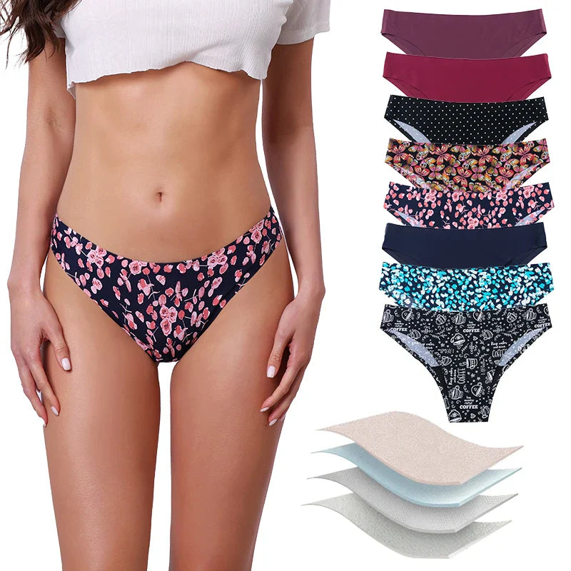 Teen Girls Seamless 4-Layer Leakproof Period Swim Bikini — Fast-Absorb Menstrual Beachwear