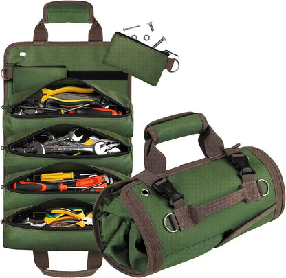 Multi-Purpose Tool Bag - Professional Roll-Up Organizer with Multiple Pockets for Hardware Tools