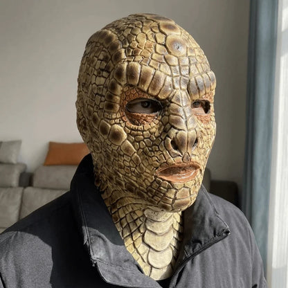 Realistic Lizard Man Snake Monster Mask - Soft Reptile Texture Full Face Latex Costume Headgear for Adults