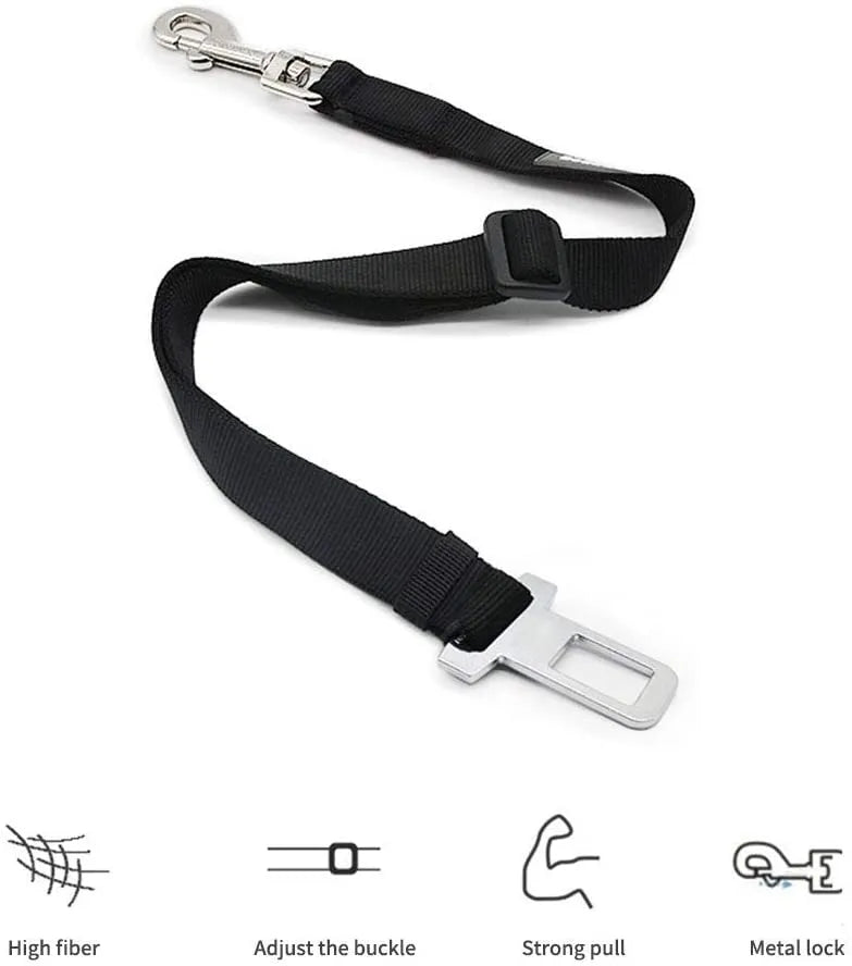 Adjustable Pet Car Seat Belt - Vehicle Dog Harness Lead Clip for Safety, Traction Dog Collar Accessory