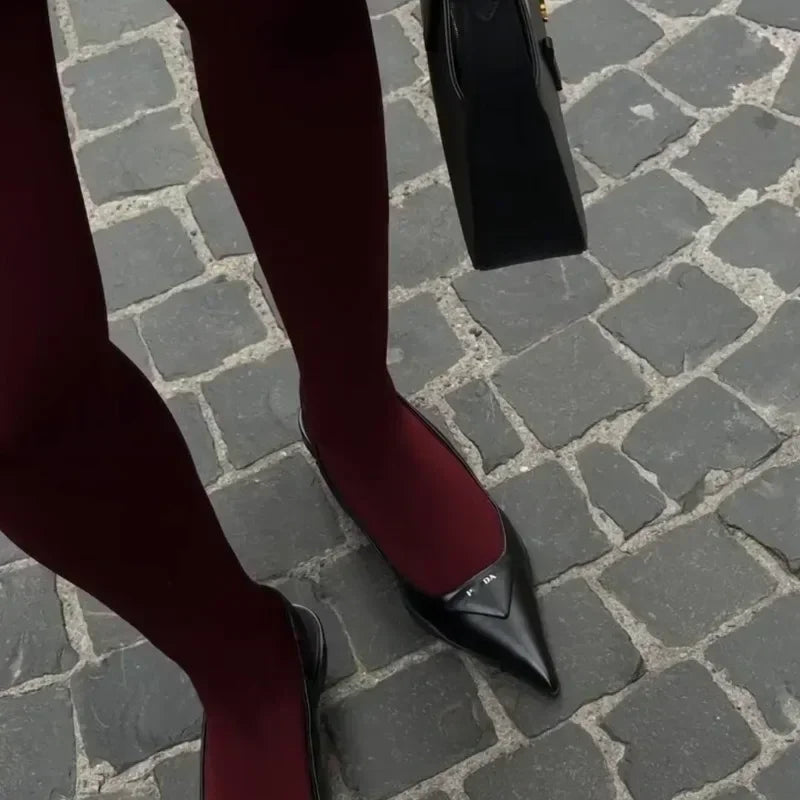 Talenza Women’s Super Elastic Tights – Slim Fit Plus Size Pantyhose Leggings for Spring, Autumn & Winter Wear (Red Sexy Style)