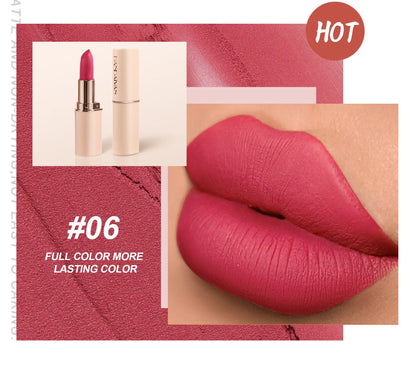 Deep Red Matte Lipstick – 8 Colors, Waterproof, Non-Stick Cup, Velvet Lip Balm, Dark Red Lipsticks for Easy Application