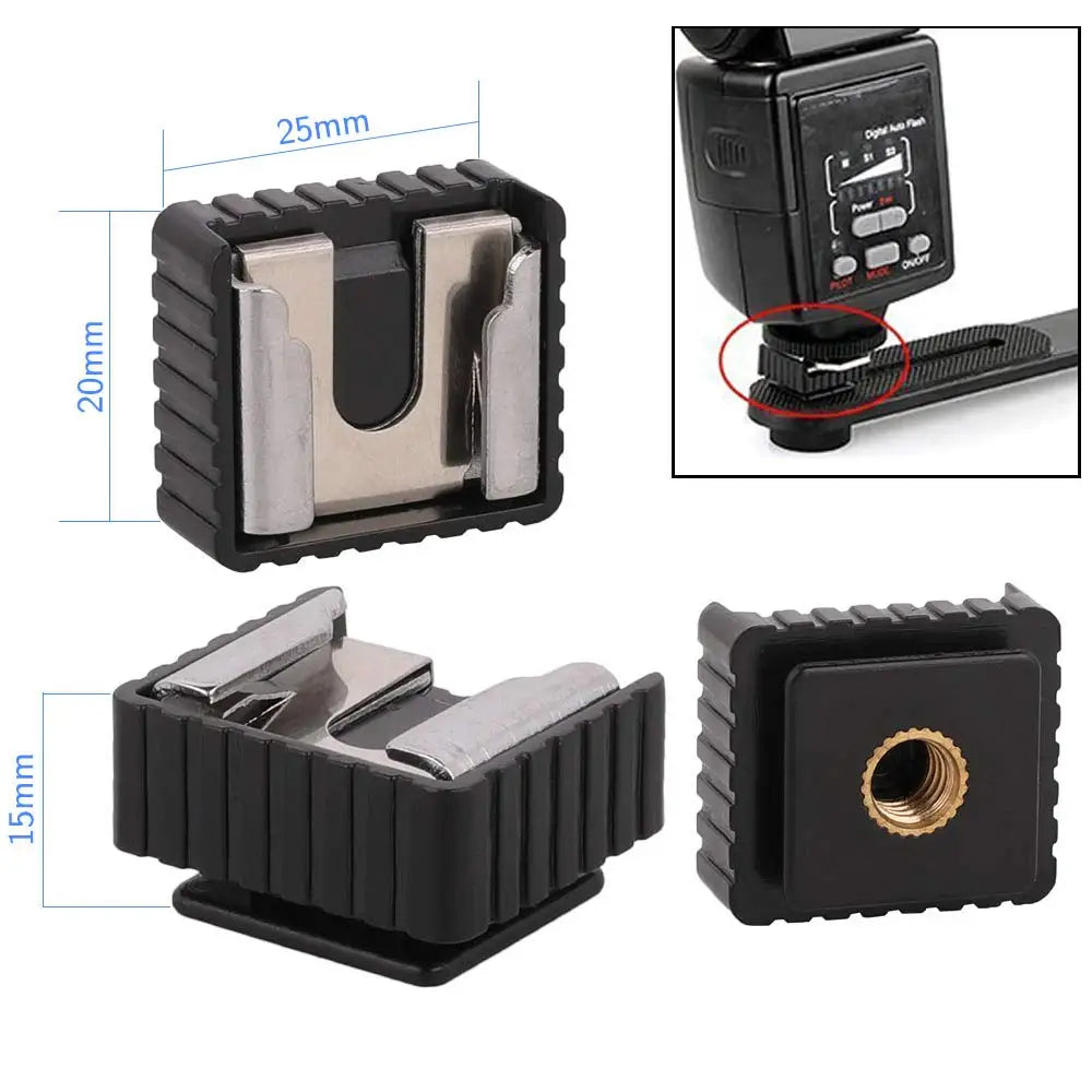 26PCS Camera Screw Mount Set – 1/4" & 3/8" Threaded Converter Adapters with Flash Shoe Mount