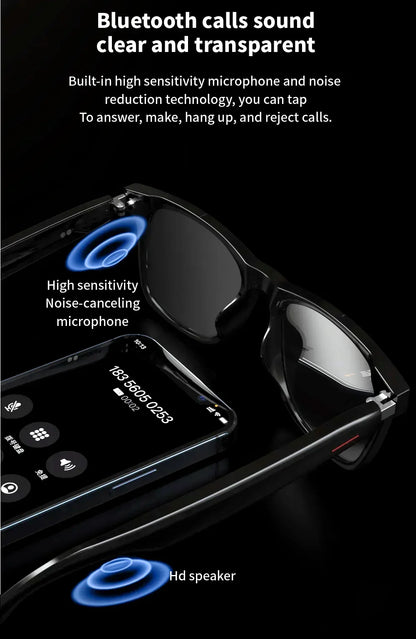 Hiwego Smart Music Sunglasses with Bluetooth Earphones – Wireless HIFI Headset for Driving & Hands-Free Calls
