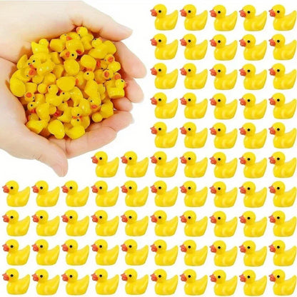 200pcs Mini Resin Yellow Ducks – Tiny Duck Figures for Garden Crafts, Fairy Landscape Decoration, and Miniature Plant Scenes