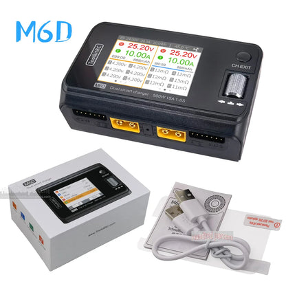 ToolkitRC M6D V3 500W 15A Dual Channel Smart Charger Discharger for 1-6S LiPo FPV Batteries