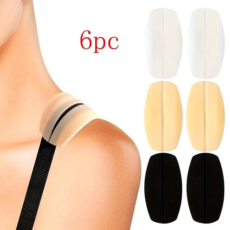 Invisible Silicone Bra Strap Pads - Non-Slip Pressure Relief Cushions (6-Piece Set)