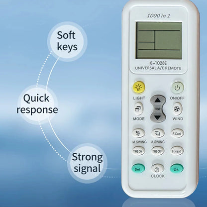 K-1028E Universal A/C Remote Control for Haier, Panasonic, LG, Sharp, Gree, Midea, & More