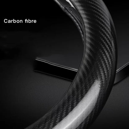 Universal Carbon Fiber Leather Steering Wheel Cover — 3D Anti-Slip, Stylish Car Accessory