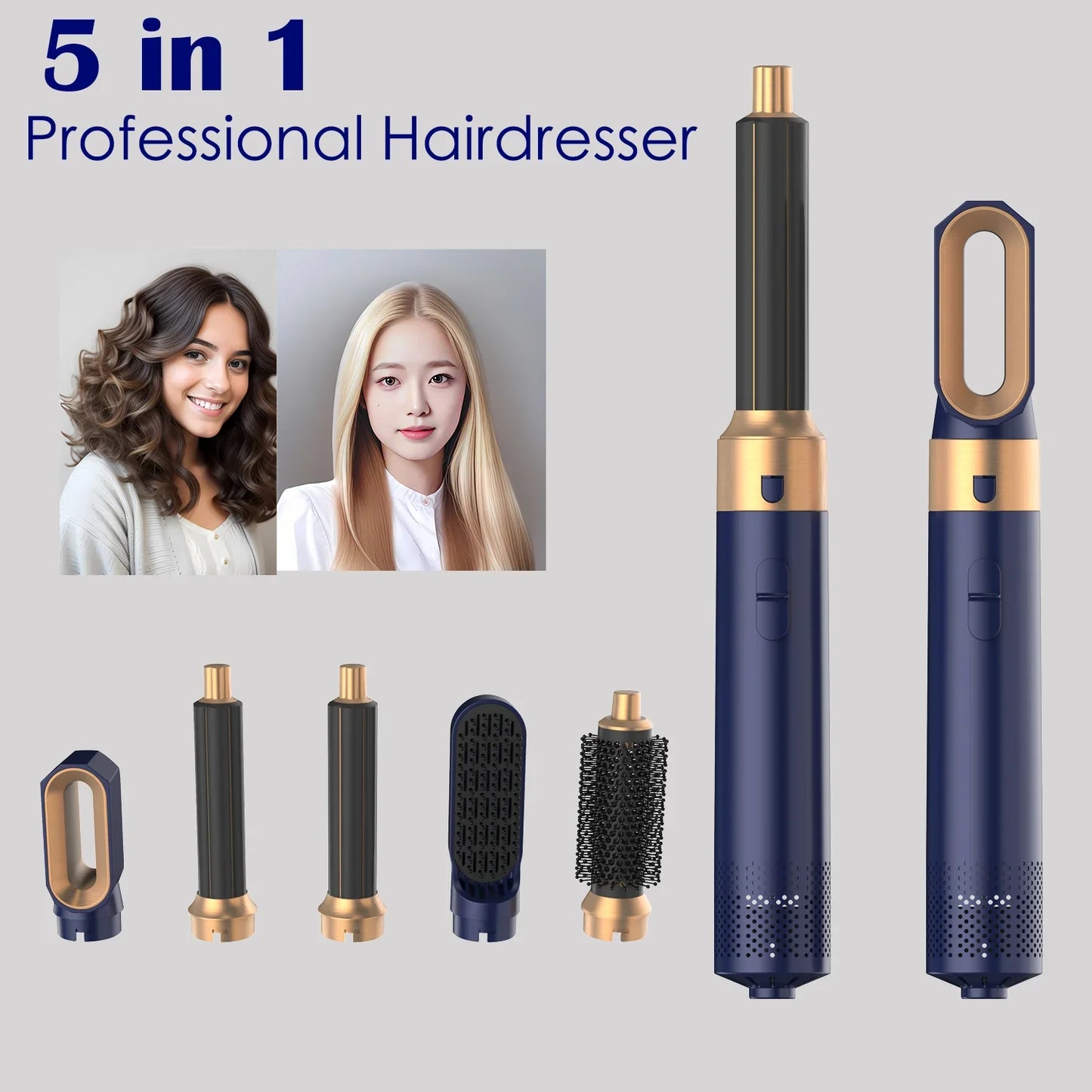 5-in-1 Hair Dryer Multi Styler – Curling Iron, Hair Straightener, Hair Brush & Dryer All-in-One Tool