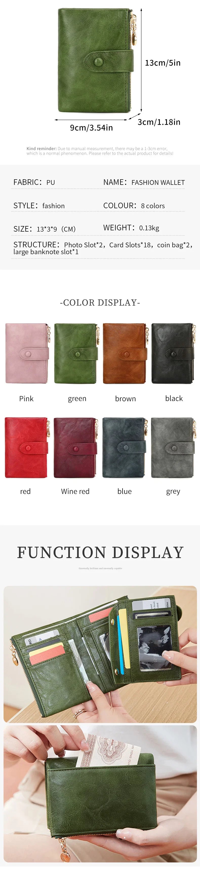 Minimalist Women’s Short Wallet – Large Capacity Triple-Layer Double Zipper Card Holder & Money Bag