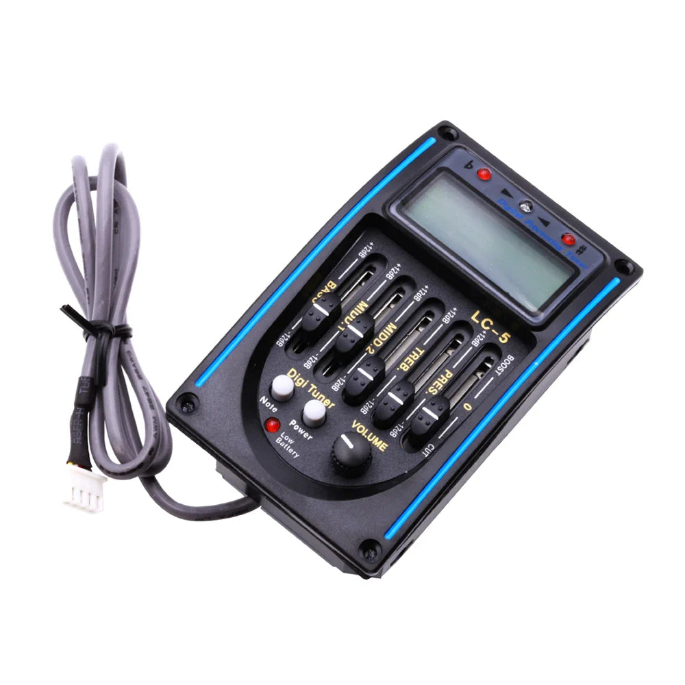 LC-5 5-Band Acoustic Guitar Pickup EQ Preamp with LCD Tuner & Piezo Equalizer System