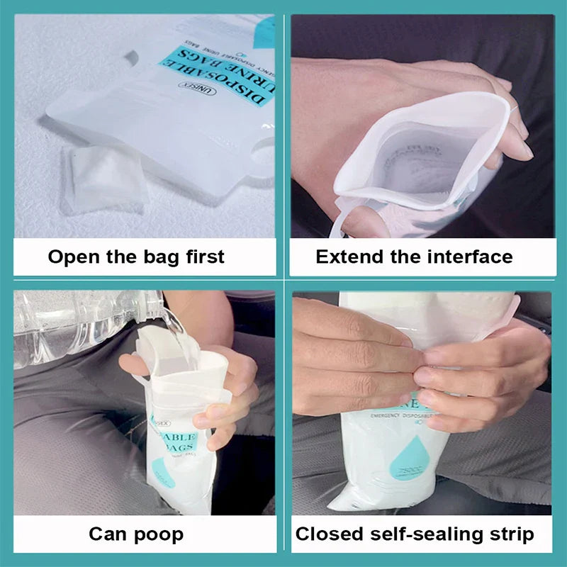 SEAMETAL 4Pcs 750ML Portable Emergency Urinal & Vomit Bags – Disposable Travel Mini Toilet Bags for Car, Outdoor & Unisex Use