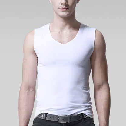 Men’s Silk Tank Top – Seamless Sleeveless Sport Vest, Plain Casual Summer Undershirt for Gym & Everyday Wear