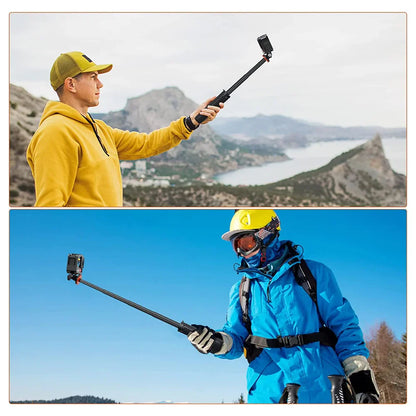Aluminum Extendable Selfie Stick Tripod – Mini Portable Vlog Tripod for GoPro Hero 12-6, Osmo Action, Insta360 One R & X3