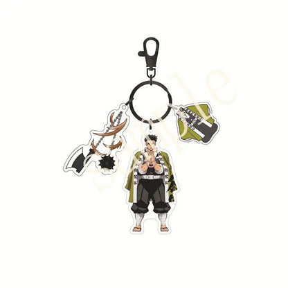 Anime Demon Slayer Acrylic Keychain – Tanjiro & Nezuko Kamado Cartoon Schoolbag Pendant Character Charm Kids Gift Accessories