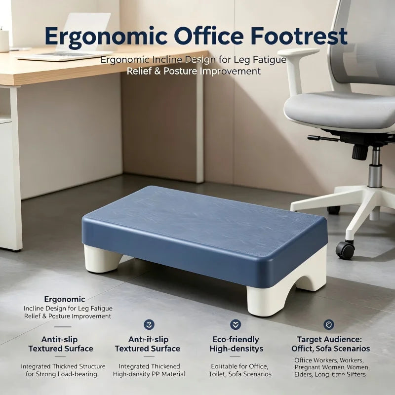 Ergonomic PP Under Desk Footrest - Comfortable Space-Saving Foot Stool for Office, Study & Home