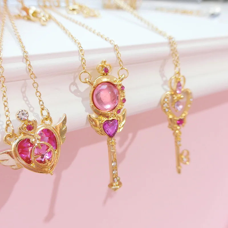 Anime Moon Usagi Necklace Set - Cute Cartoon Enamel Cosplay Jewelry Gifts for Women & Girls