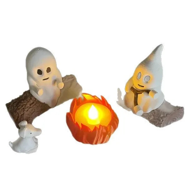 Halloween Ghost Campfire Decor Set – Spooky Outdoor Party Haunted House Props for Backyard Scene and Gathering Decorations