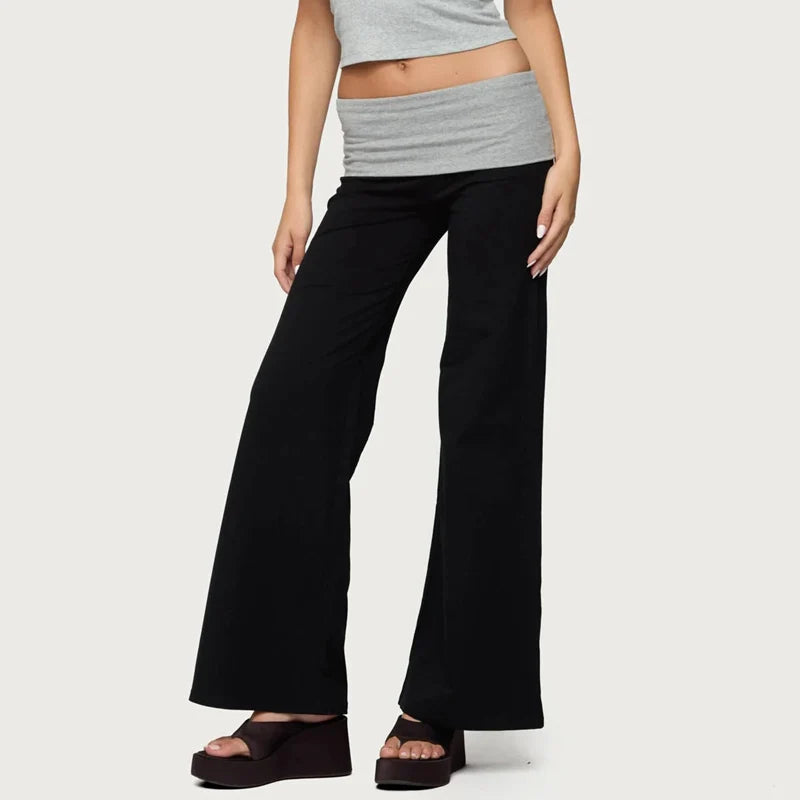 Women’s Casual Wide Leg Sweatpants – Low Rise Flared Yoga Lounge Pants for Teen Girls Back-to-School Outfit