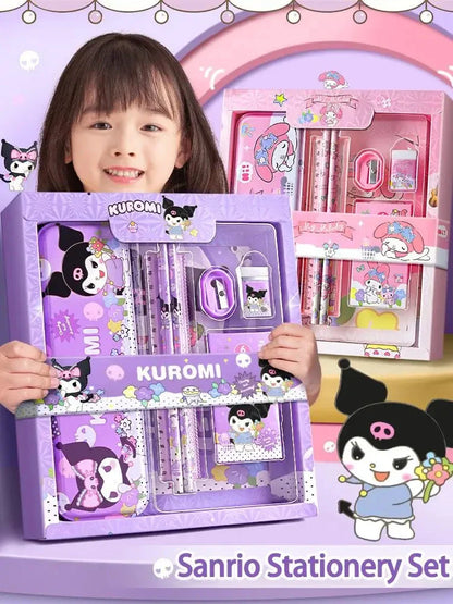 Sanrio Kawaii Stationery Gift Box – 12-Piece School Supplies Set with Kuromi, My Melody & Cinnamoroll for Girls