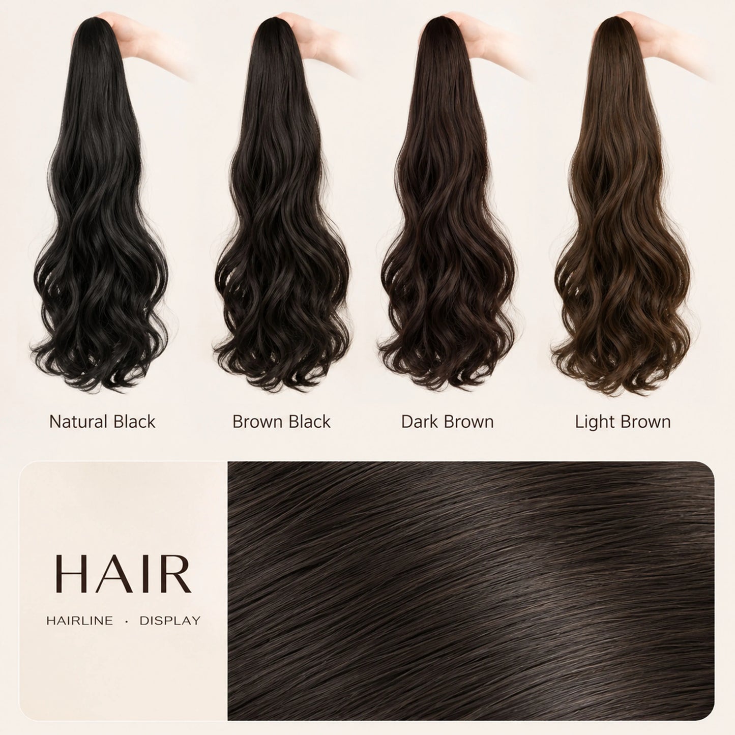 50cm Synthetic Straight Claw Clip-On Ponytail Extension – Heat Resistant Hairpiece for Women, Daily Wear & Party Styling