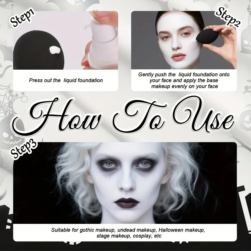 Pure White Liquid Foundation – Long-Lasting COS Stage Makeup Concealer & Mixable Brightening Adjuster