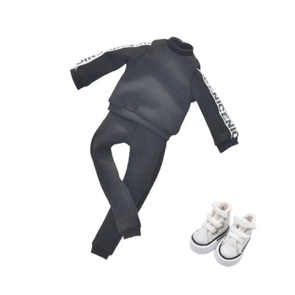 Blythe Doll Clothes – Fashion Tops, Black & White Shirts with Jeans & Plaid Pants for Azone OB22/OB24 Dolls