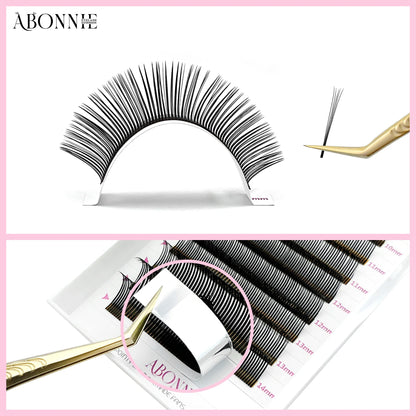 Abonnie 5D Flower Lashes | Premade Fluffy Volume Fans & Wispy Eyelash Extensions | Spikes for Full Lash Look