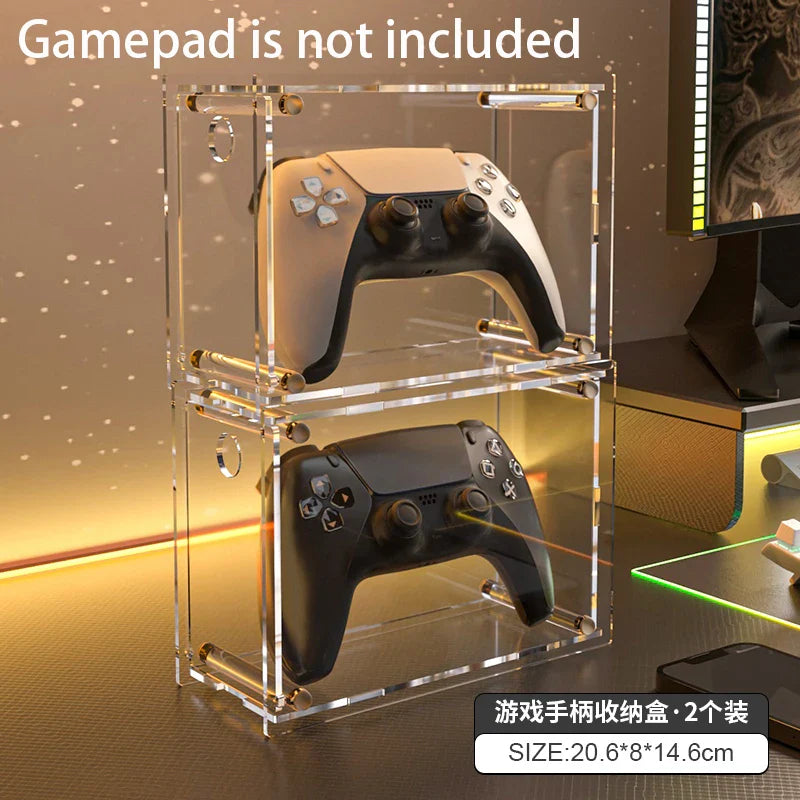 Clear Acrylic Game Controller Storage Box – Universal Dust Cover for PS5, Nintendo Switch & Xbox Desktop Protection